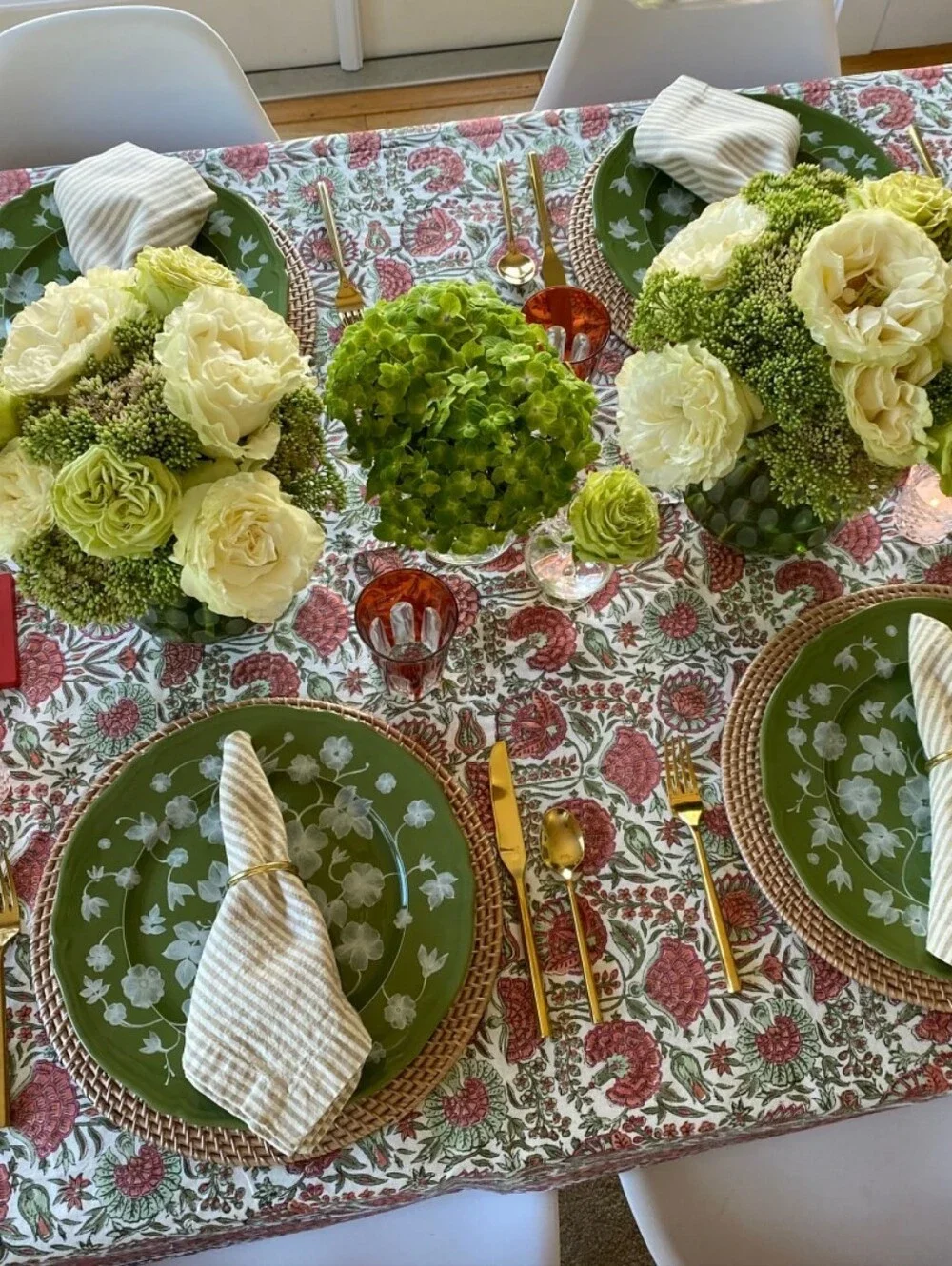 Ridhi by Raniwala Hand Block Print Cotton Tablecloth + Napkin Sets – Floral